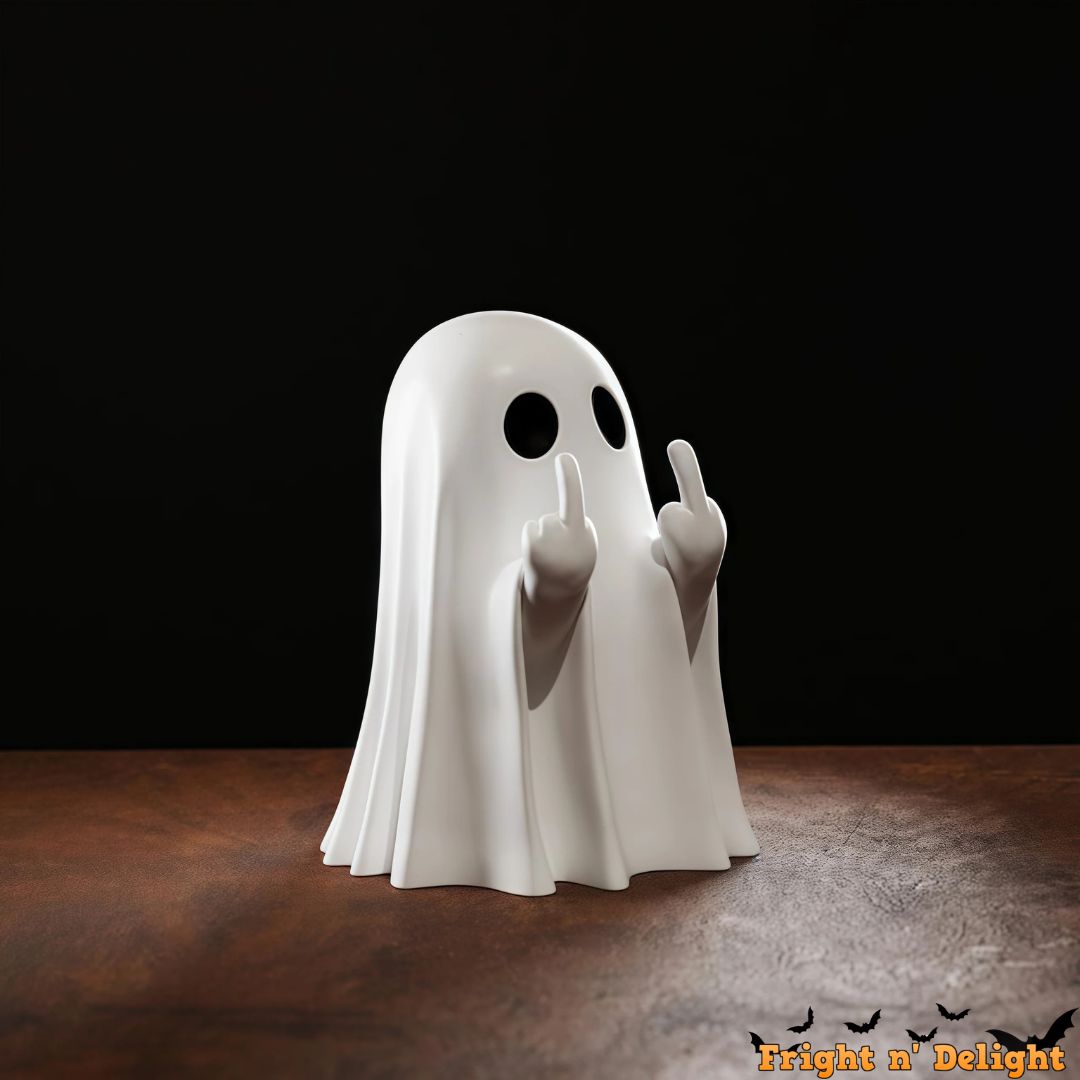Spooky Finger Salute Boo! Ghost Figurine