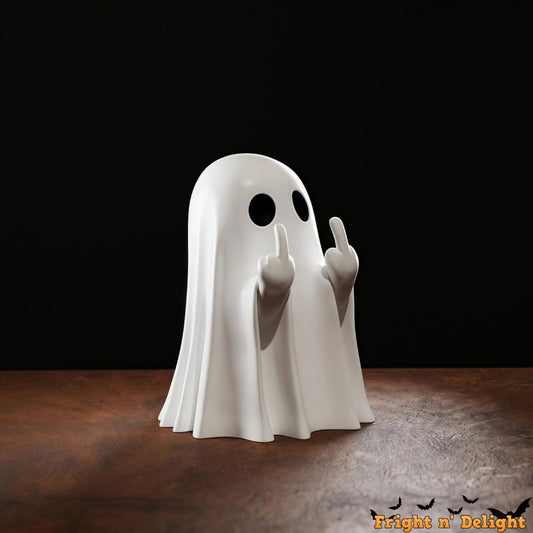 Spooky Finger Salute Boo! Ghost Figurine