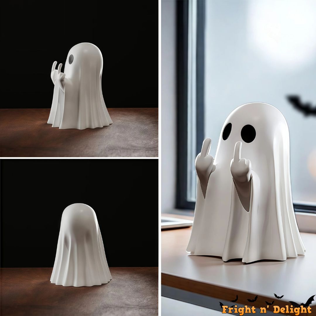 Spooky Finger Salute Boo! Ghost Figurine
