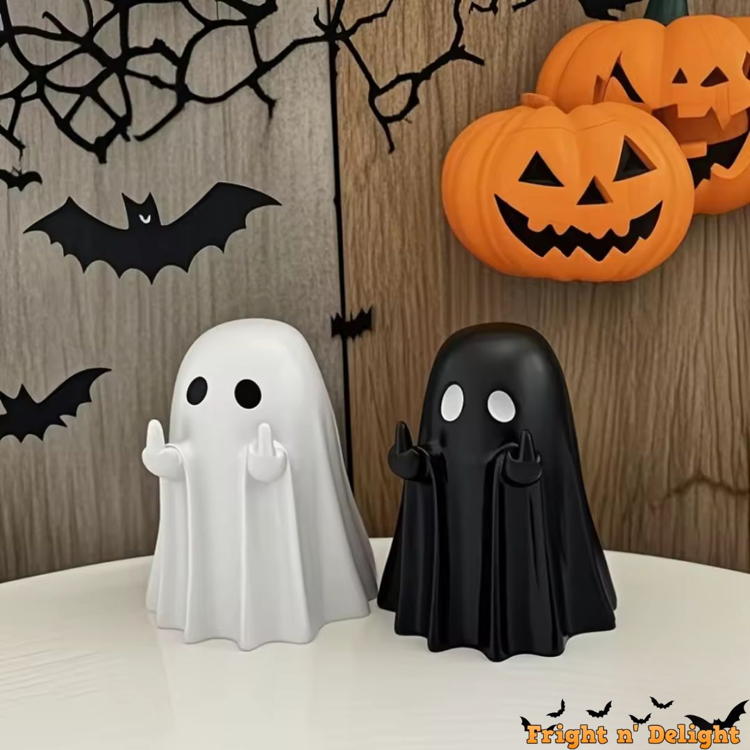 Spooky Finger Salute Boo! Ghost Figurine