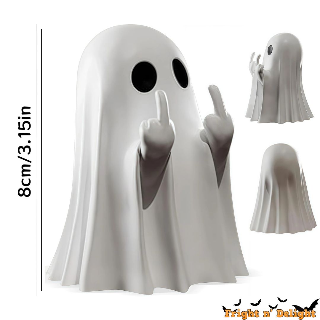 Spooky Finger Salute Boo! Ghost Figurine