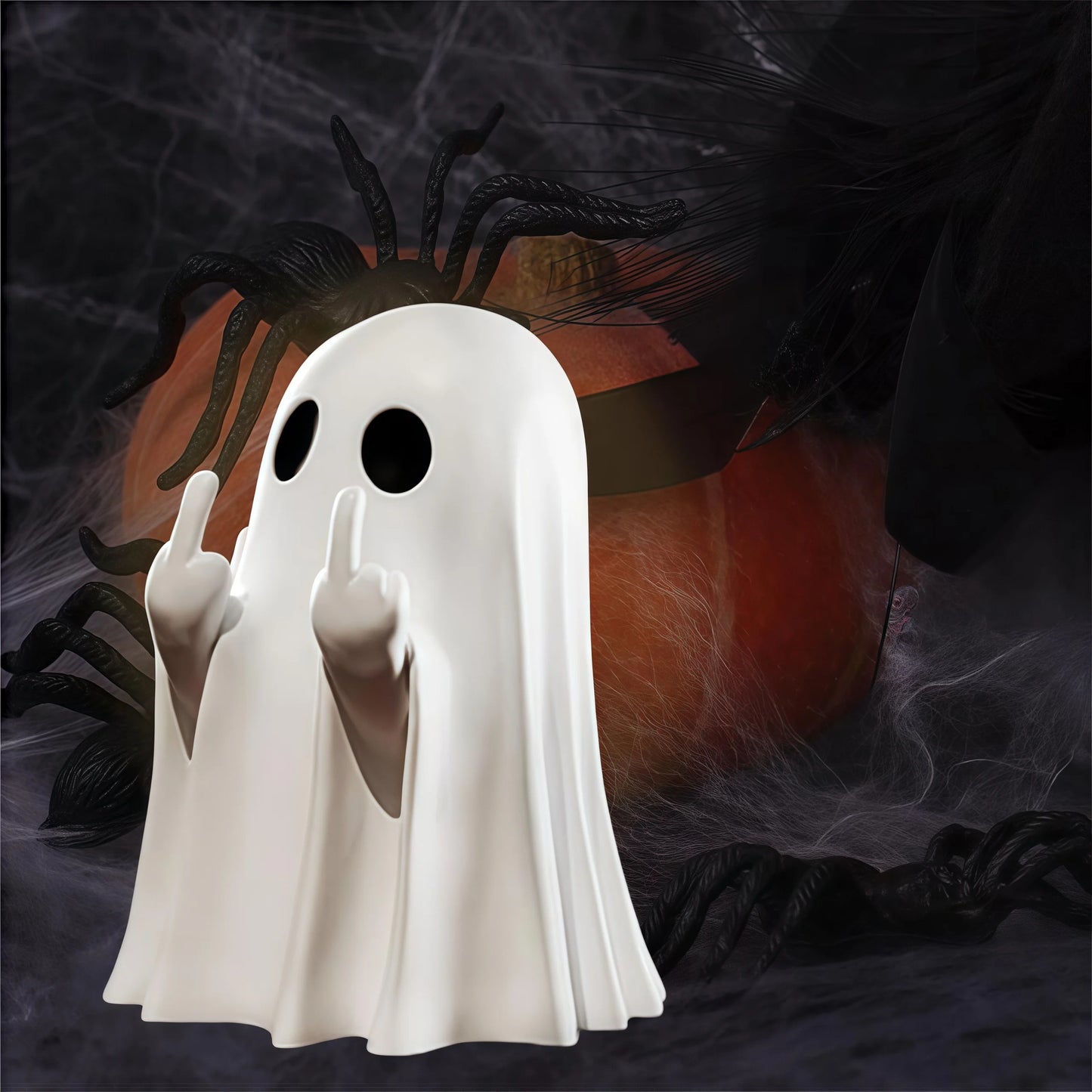 Rebel Middle Finger Ghost Figurine – Spooky & Funny Halloween Décor