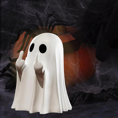 Rebel Middle Finger Ghost Figurine – Spooky & Funny Halloween Décor