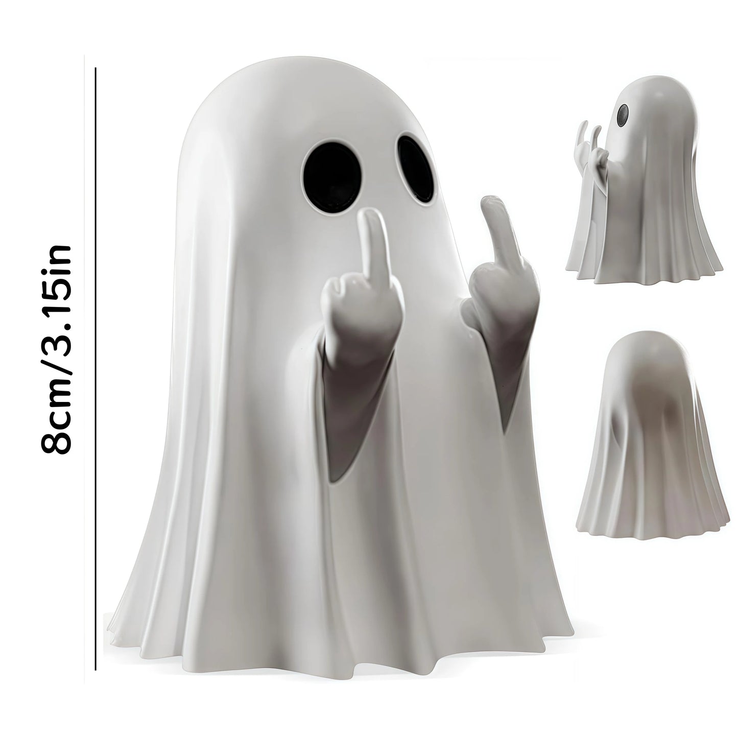 Rebel Middle Finger Ghost Figurine – Spooky & Funny Halloween Décor